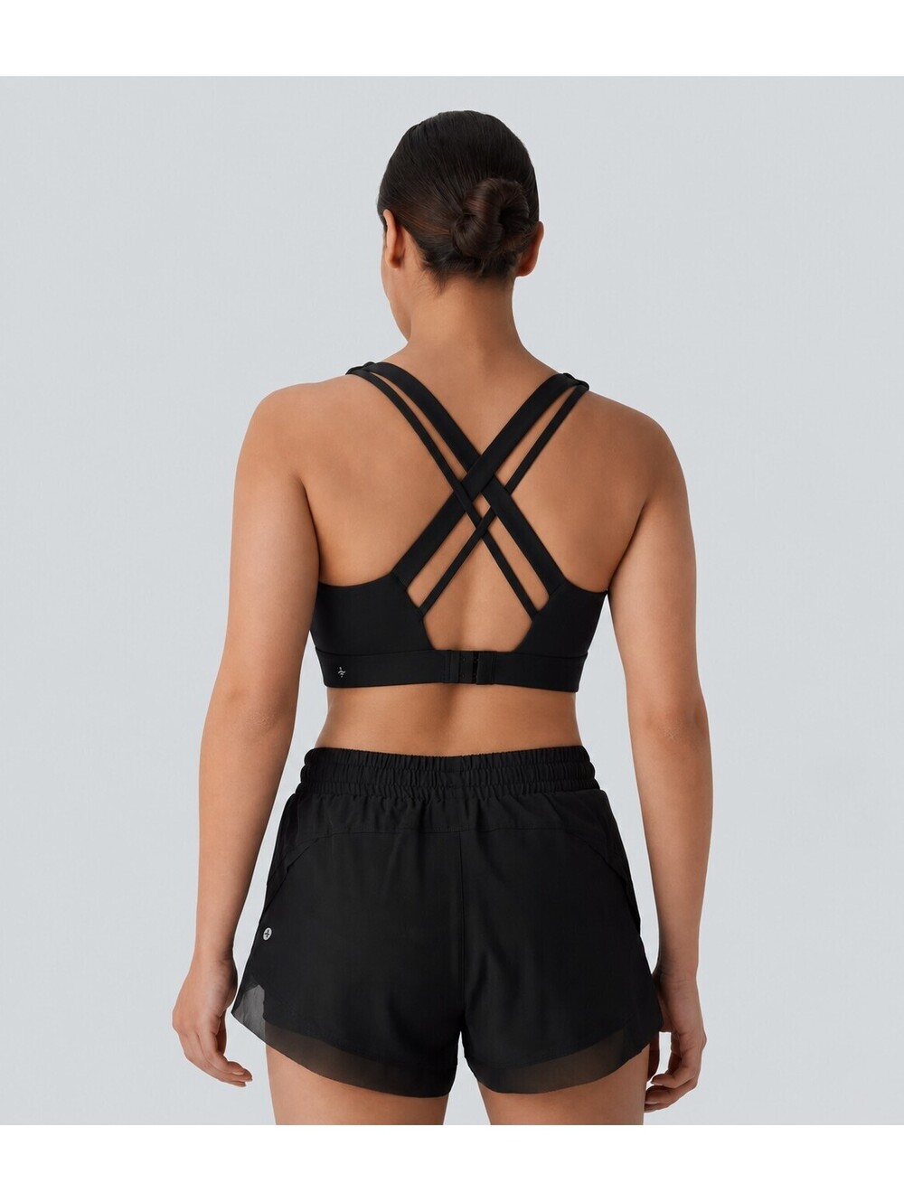 Halara U Neck Adjustable Hook Running Sports Bra Black Size XS